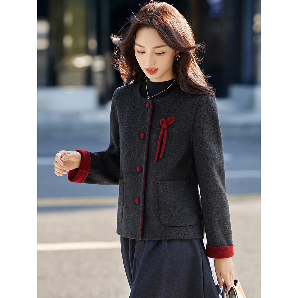 JOYIASS绵双面呢外套女2025秋冬新款小个子高端大衣短款上衣