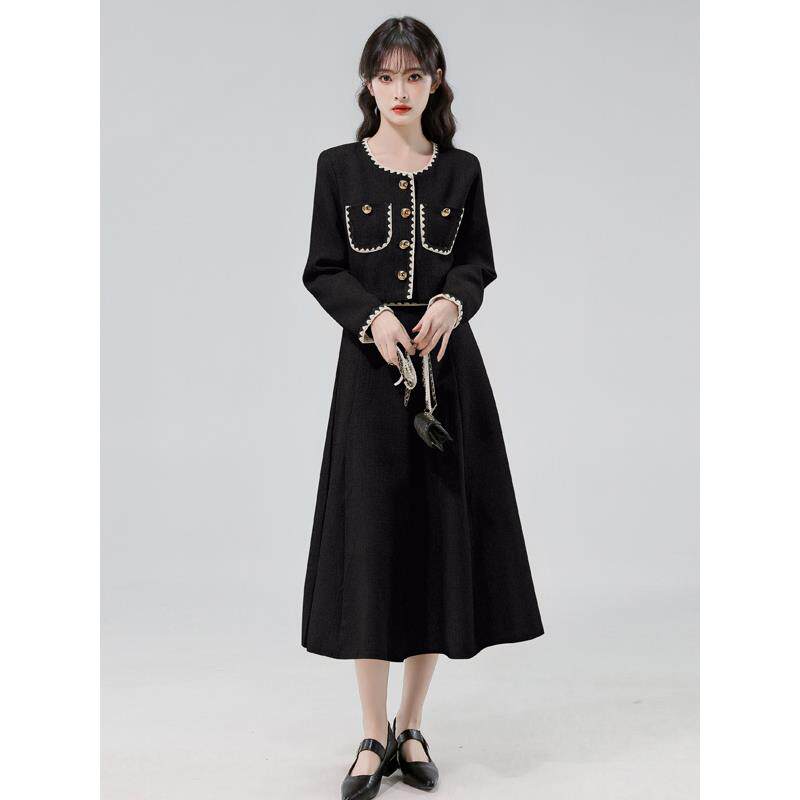 JOYIASS早秋韩系小香风穿搭套装裙女秋冬撞色短外套半裙高级感超