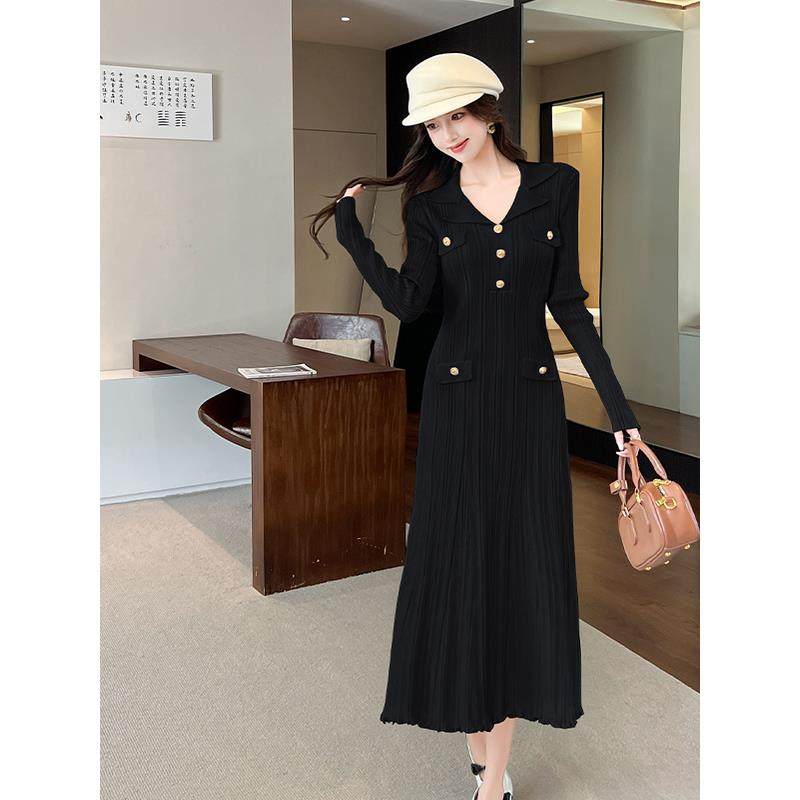 JOYIASS高级感小香风长袖针织连衣裙女秋冬配大衣内搭打底减龄显