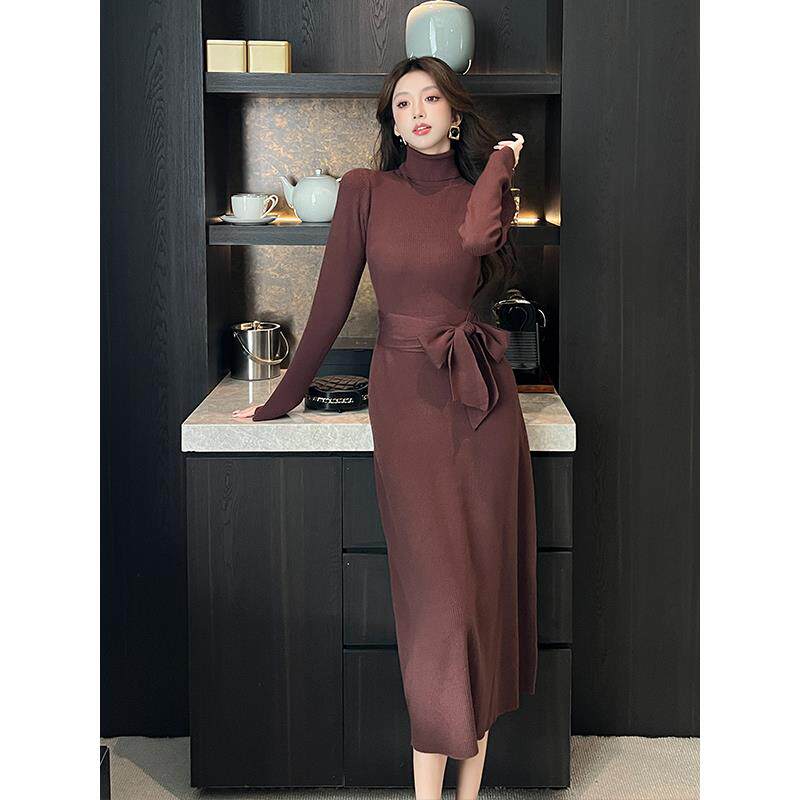 JOYIASS高级感赫本风美拉德针织连衣裙女秋冬配大衣内搭法式收腰