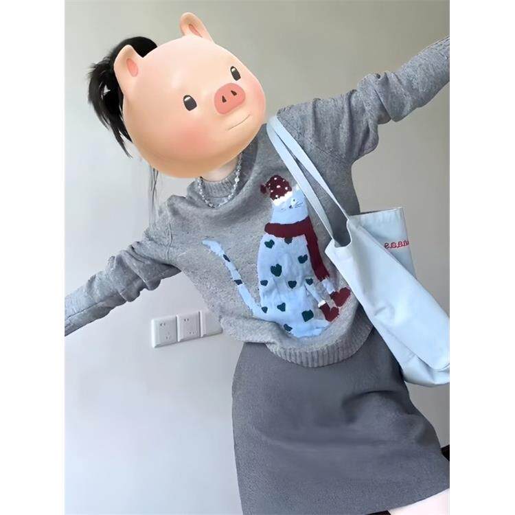 JOYIASS慵懒高级感套头针织衫毛衣短裙两件套女秋冬韩系氛围感穿
