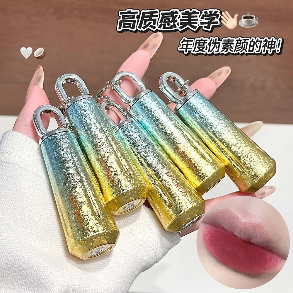 LUCKGO冰晶渐变持色唇釉 水转哑光质地丝滑细腻持妆口红跨境彩妆