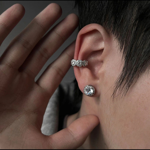 欧美嘻哈方糖爆闪无耳洞耳环