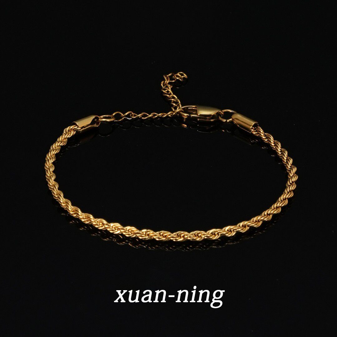 宣宁小众轻奢金色编织麻花手链