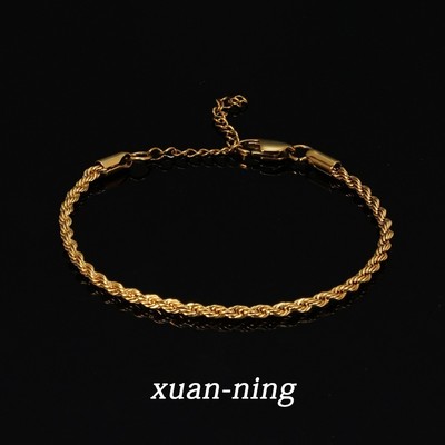 宣宁小众轻奢金色编织麻花手链