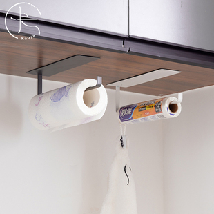 厨房纸巾架卷纸收纳架家用免打孔纸挂架壁挂保鲜膜保鲜袋抹布架子