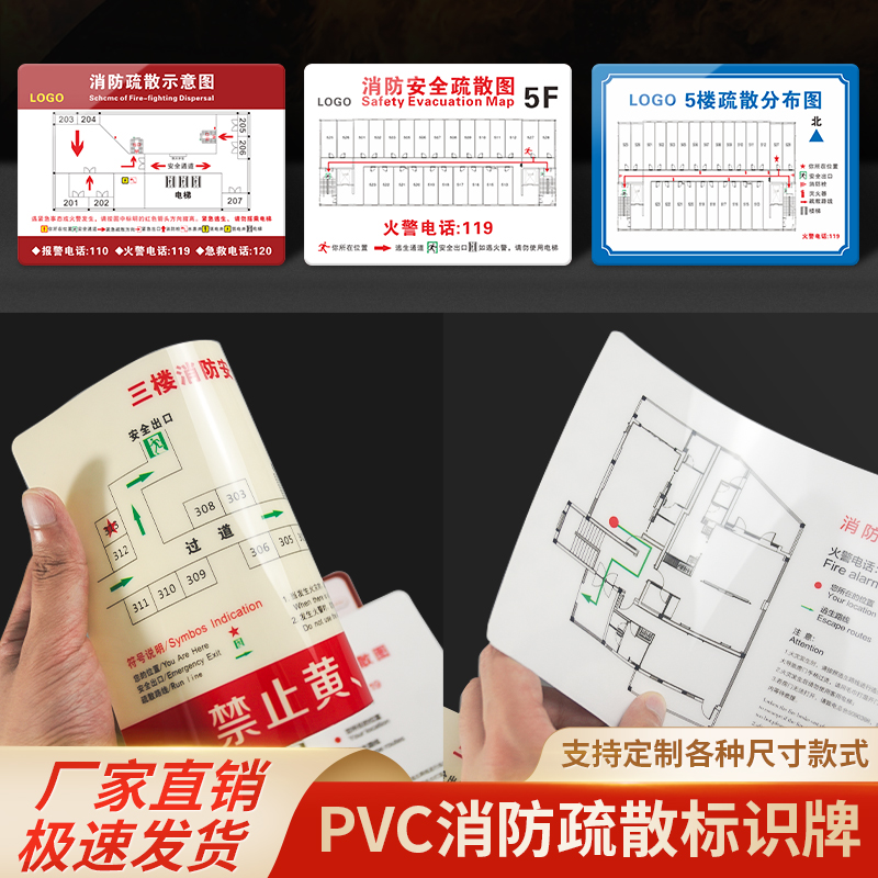 PVC消防疏散示意图贴牌