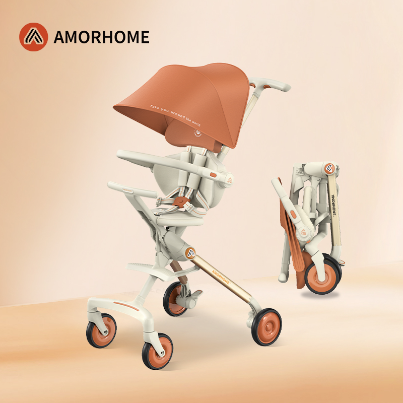 amorhome遛娃神器可坐可躺婴儿车