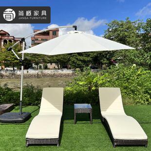 外家户具沙阳滩海编边阳光浴场泳池藤躺床室外露天藤83005椅台午