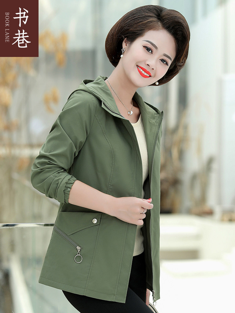 中老年女装40岁50岁气质时尚夹克上衣中年妈妈装秋季长袖连帽外套