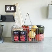 霜山304不锈钢手提篮露营便携野餐篮水果蔬菜收纳筐玄关拖鞋 收纳