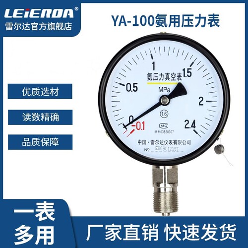 雷尔达氨气压力表氨用真空负压
