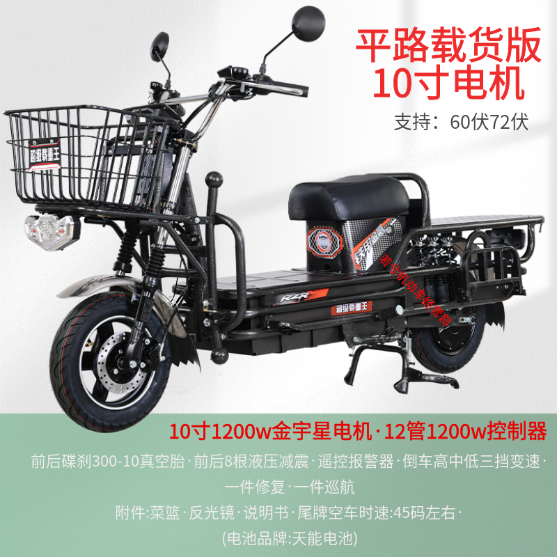 超级载重王电动车新款电动轻便摩托车路霸拉货大力神两轮快递电车