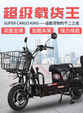 载重王电动车拉货电瓶车二轮载货路霸外卖送餐铁皮踏板车72v电摩