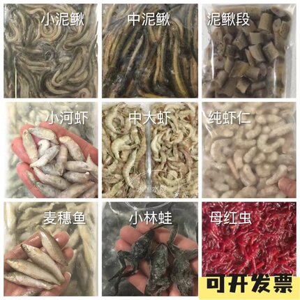 泥鳅段小黄鱼白条麦穗虾仁林蛙龙鱼魟鱼虎鱼饲料冻南美虾冷冻鱼食