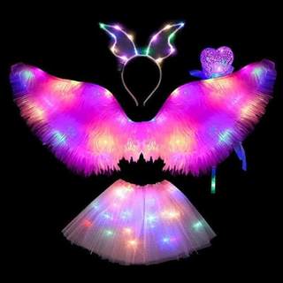 奇妙萌可魔法棒布艺天使套装翅膀小仙女发光背饰公主装饰之翼小女