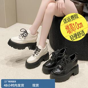 miu配裙子的小皮鞋女2025秋季新款JK日系厚底内增高松糕休闲单鞋