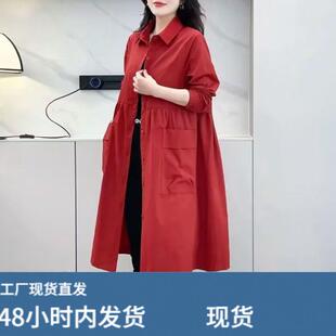 韩版中长衬衫防晒风衣女春季2026新款时尚洋派百搭上衣外套潮