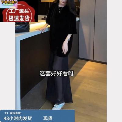 黑色套装女2025年新款夏季设计感小众不撞款韩系chic别致两件套裙