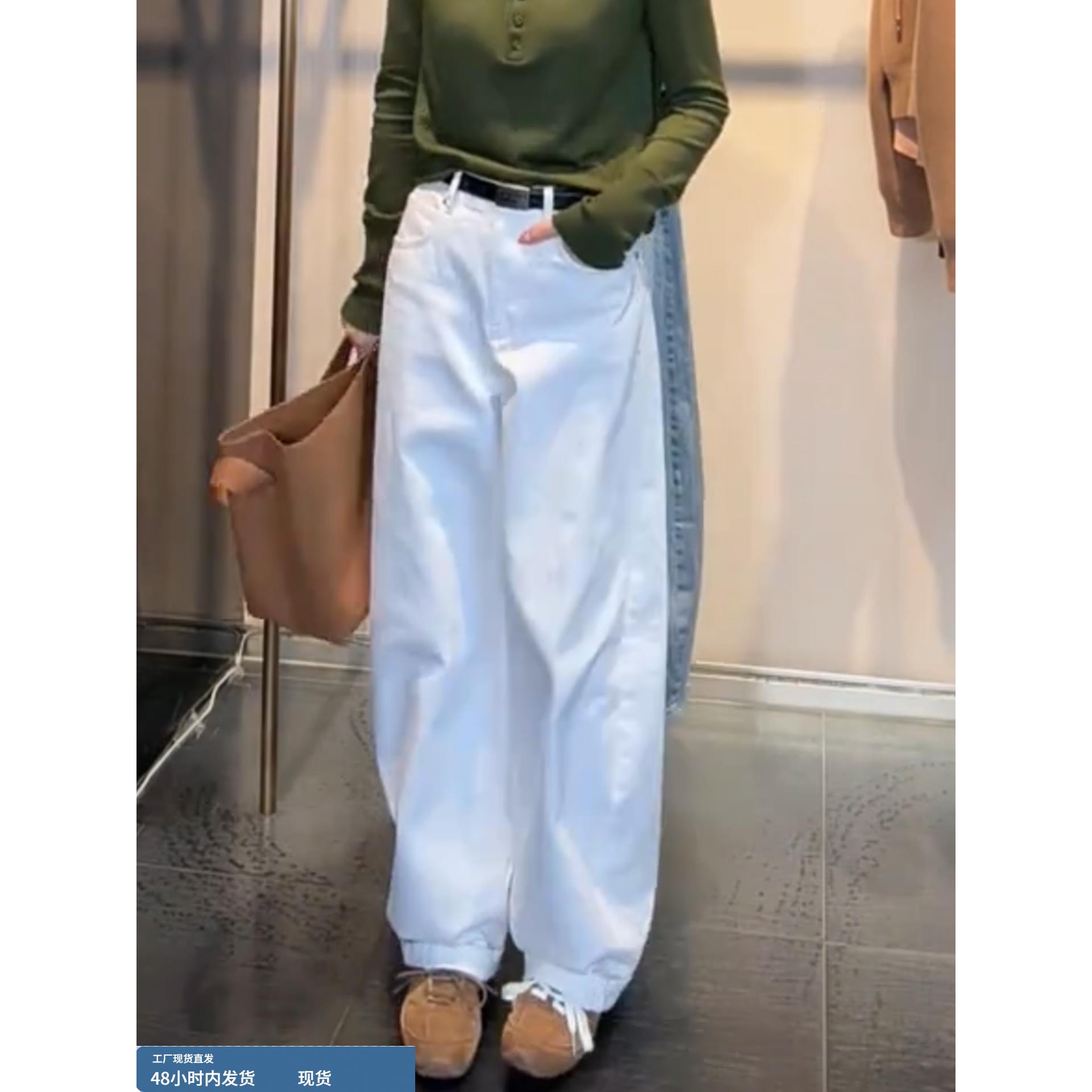 白色阔腿裤女2025年秋冬新款韩版宽松简约显瘦休闲裤时尚减龄裤子