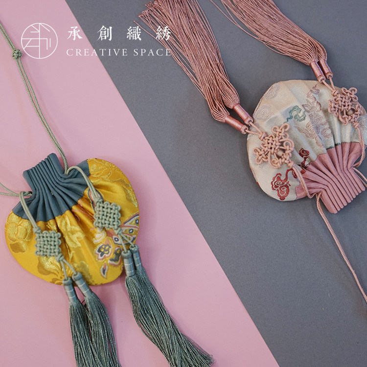 承创织绣|云锦古法荷包 心形香囊 汉服配饰 古风