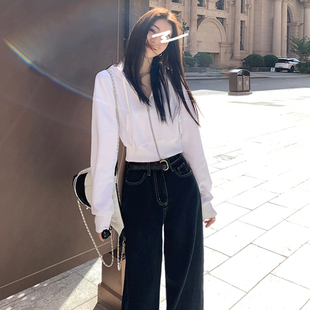 短款连帽白色加绒卫衣拉链外套女款秋冬开衫高级感小个子长袖上衣