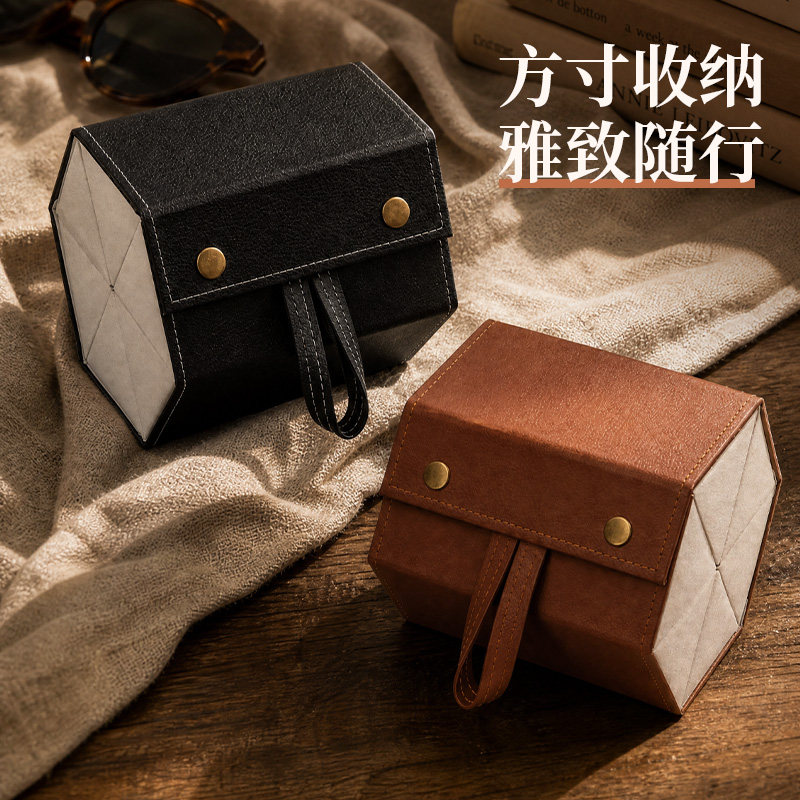 欧沃森大容量便携多格皮质眼镜盒图片