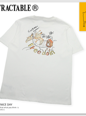 INTRACTABLE原创限量2020春夏新款咕咕钟鸟纯棉印花刺绣宽松t恤