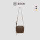 铜钱小号单肩包女包斜挎包包女款 ZESH 泽尚 小包相机包复古牛皮包