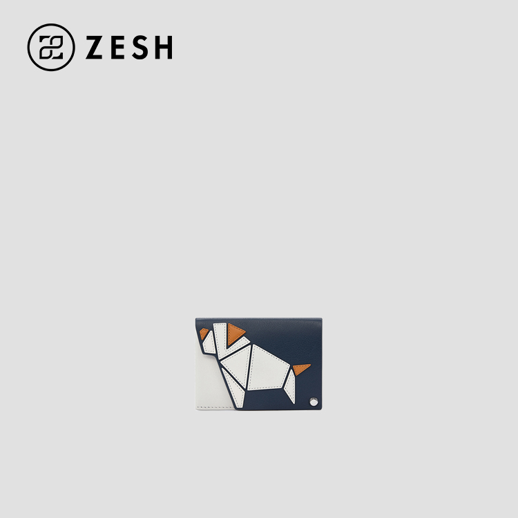 ZESH/泽尚 ZE EARTH 斗牛犬皮革卡片夹  牛皮 白/