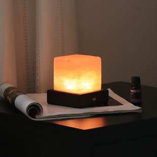 喜马拉雅天然水晶盐灯台灯香薰摆件充电款卧室睡眠小夜灯生日礼物