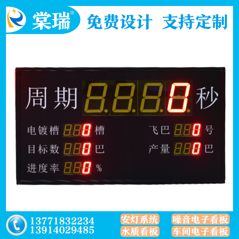 电镀厂生产管理电子看板RS485通讯高清数码管单色LED显示屏幕定制