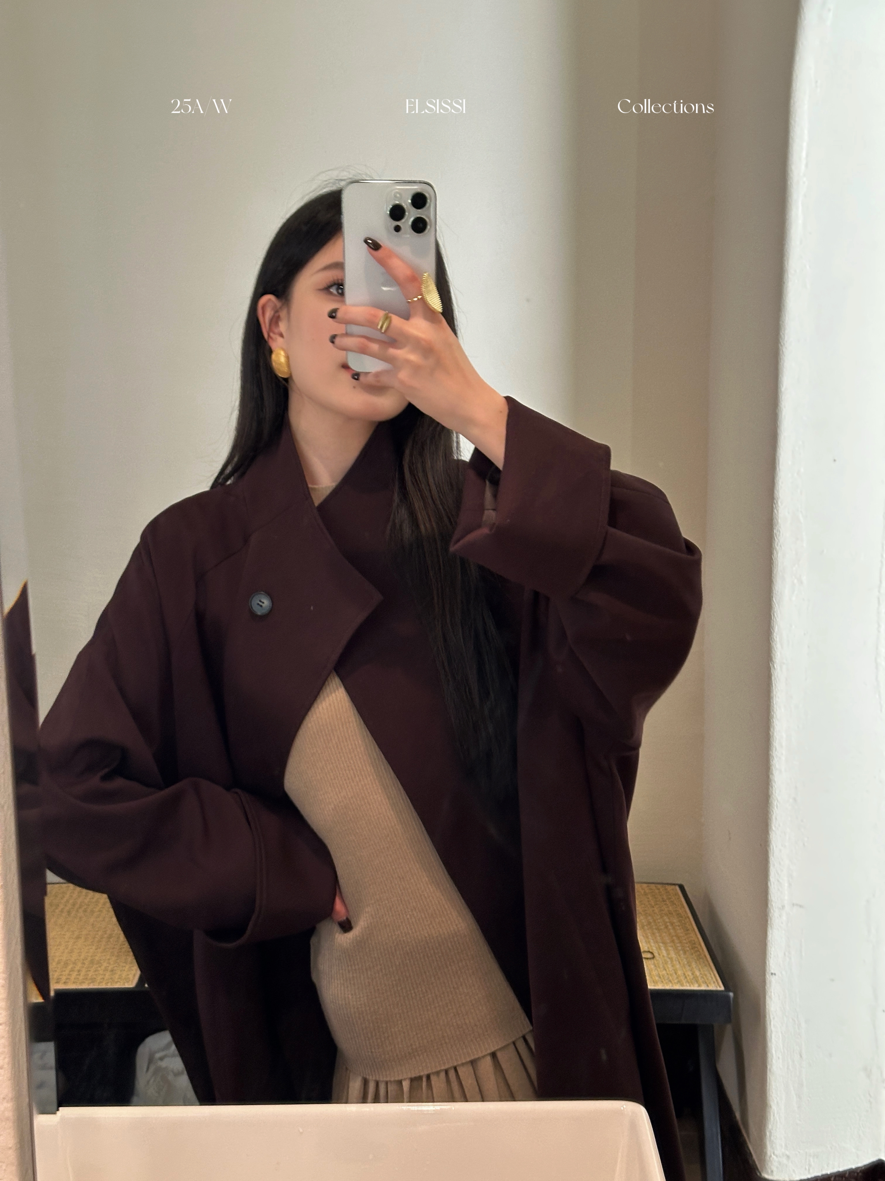 Elsissi爱姐家极简棉服长款风衣