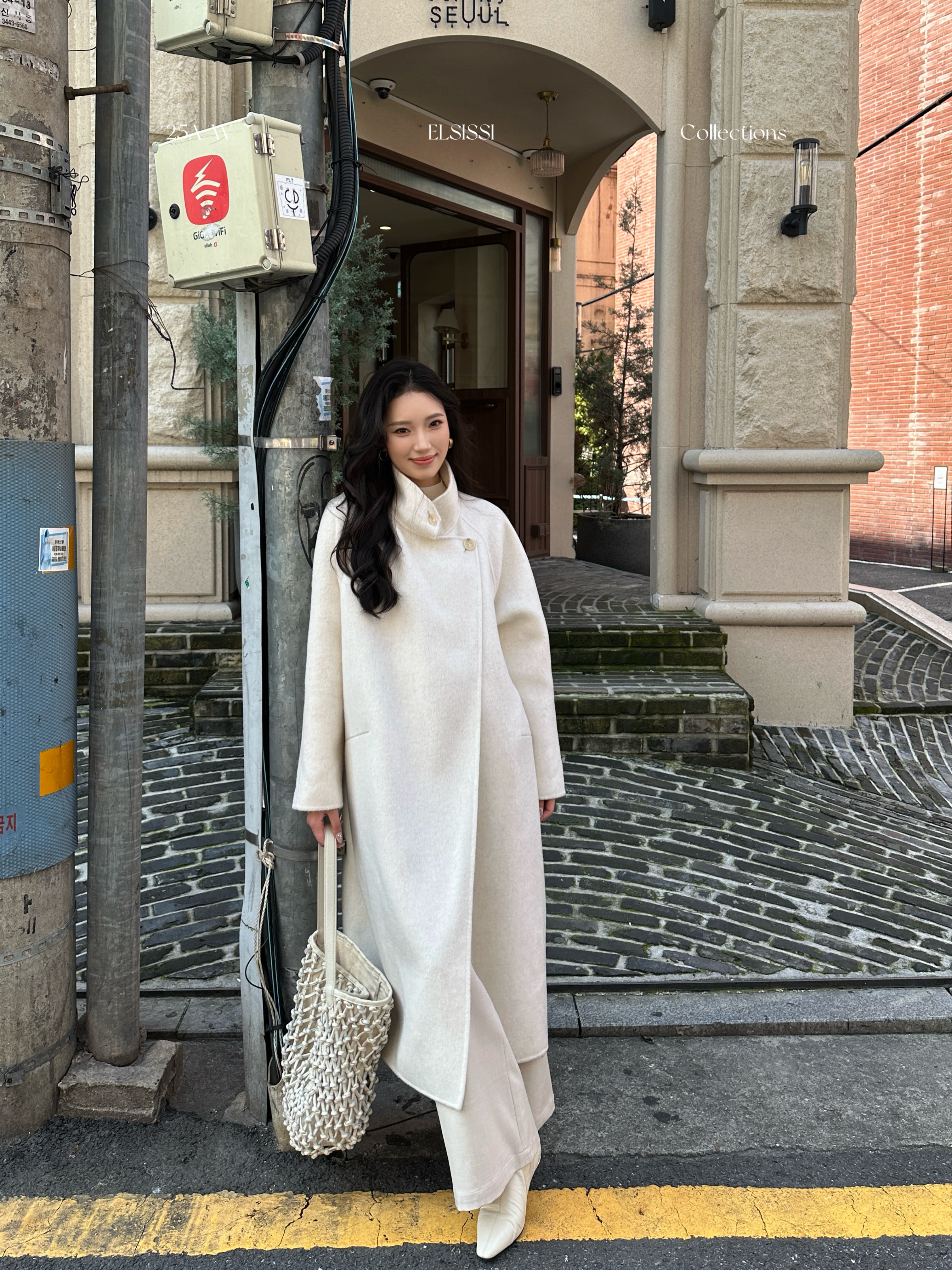 ELSISSI时尚立领双面羊绒大衣