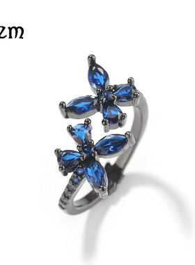 欧美ins风戒指女小众高级感轻奢镶钻蝴蝶戒指个性百搭新品批发