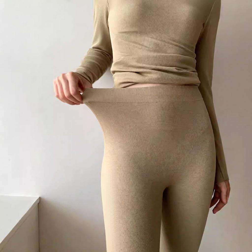 秋冬绵羊毛轻感发热套装提臀收腹无痕亲肤保暖内衣女秋衣秋裤