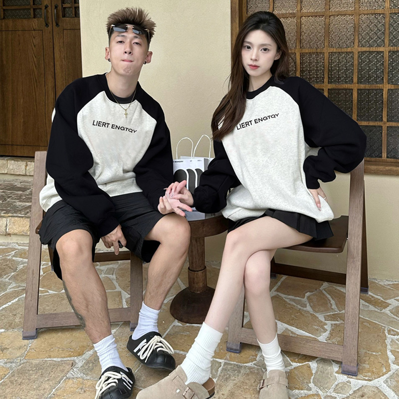 情侣装插肩卫衣秋冬季2024新款