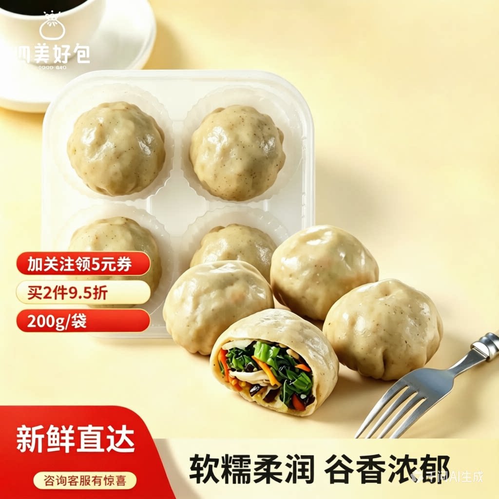 手工时蔬菜团子 无添加低脂饱腹 杂粮蔬菜团子早餐200g/袋