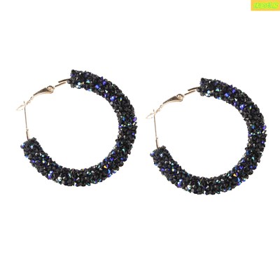 Retro exaggerated earrings circle beaded crystal studs women