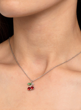 New Cute Red Cherry Necklace Accessories Women's European饰