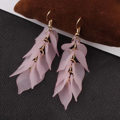 New petal leaf earrings Tassel stud women 花瓣流苏叶子耳坠钉