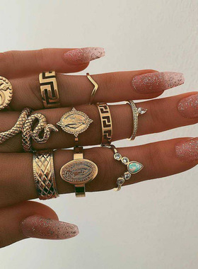 Fashion Carving Diamond snake Ladies' exaggerated joint ring