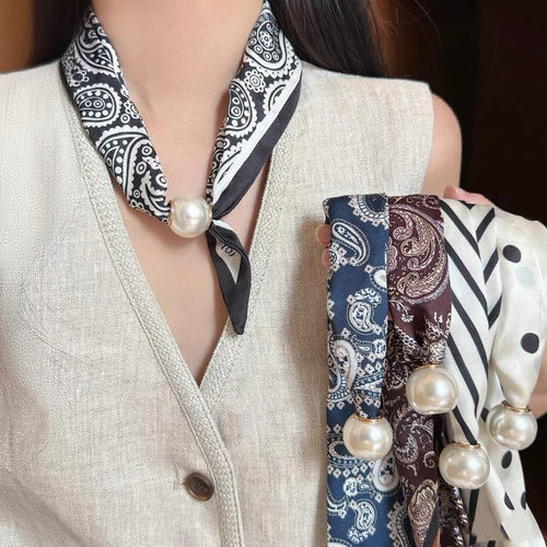 Swallowtail cashew pearl scarf necklace women's scarf tie