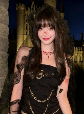 黑头纱Halloween Ghost Girl cosplay veil lace Black headscarf