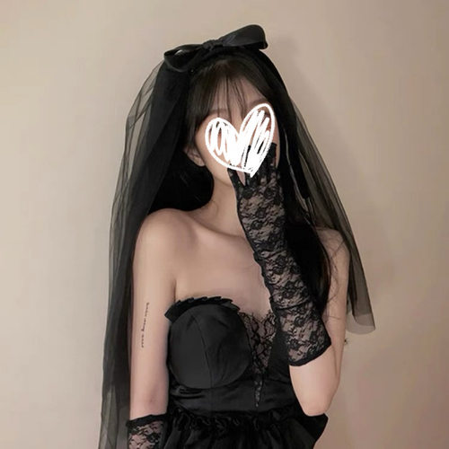 Vintage bow headband birthday mesh gothic wedding dress veil