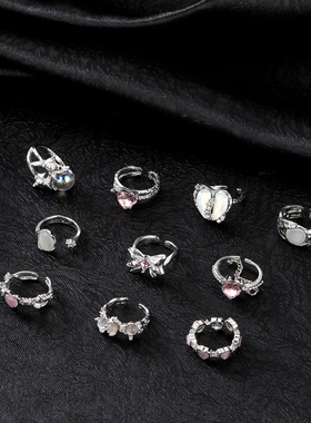 Fashion Love Colored Gemstone Openings Set Joint Ring/Rings