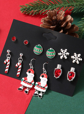 New Christmas Earnail Gift Santa Claus Snowflakes earrings