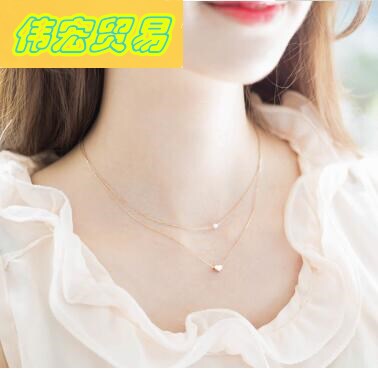 Peach heart-shaped clavicle chain Pendant Pearl Necklace new