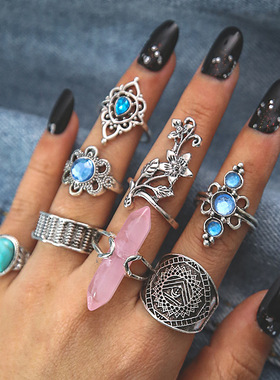 New Green Fashion Gemstone Set Women's Rings/Rings戒指复古女