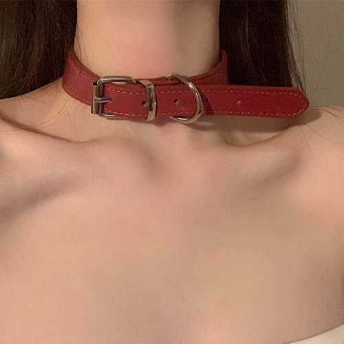 项链New necklace women's neck with chain leather neck collar